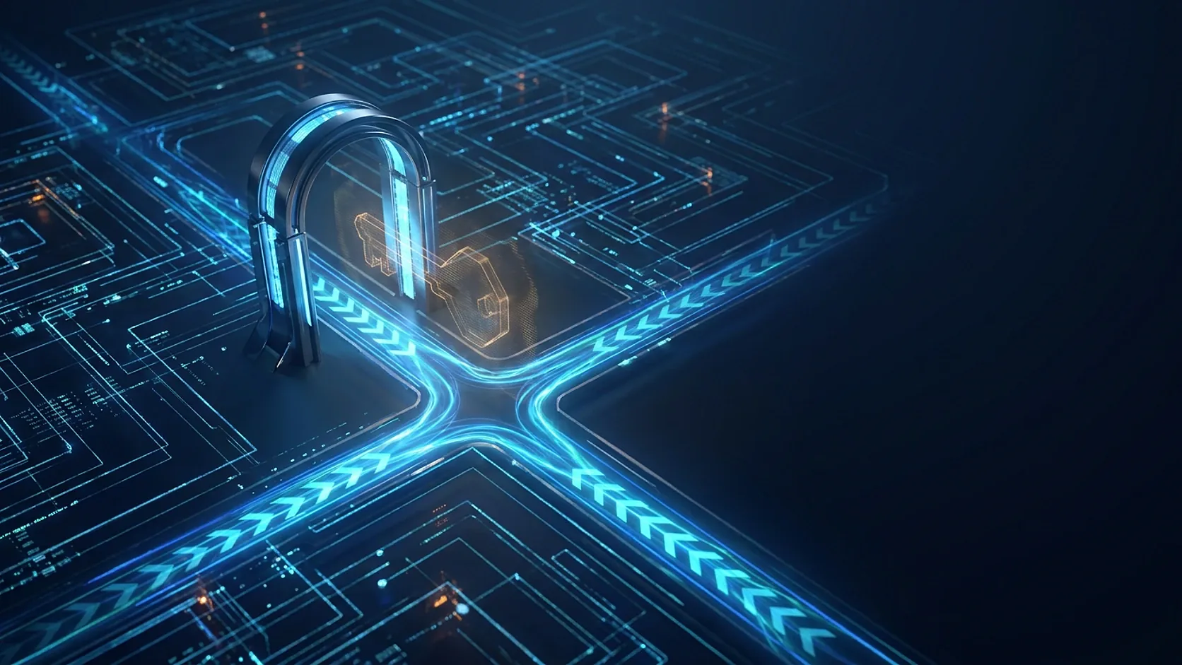 CloudKey abstract illustration of a glowing padlock and key on a circuit board, a penetration test used as audit evidence for SOC 2 security controls