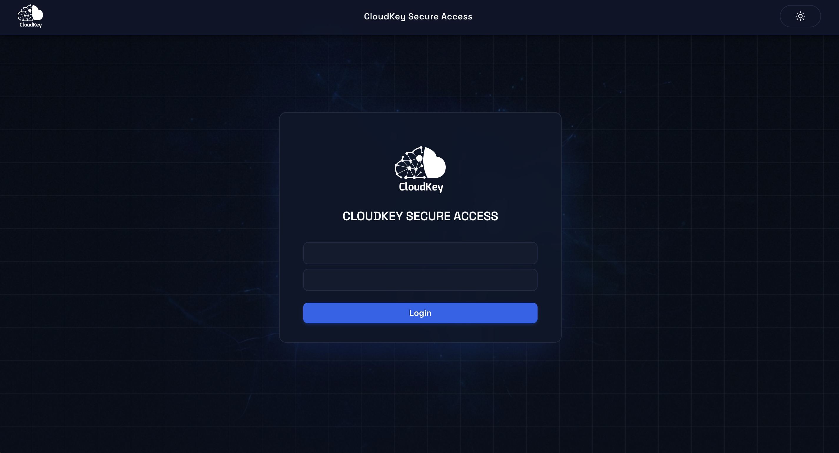 Écran de connexion du portail d'accès privilégié CloudKey